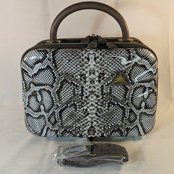 NEW Triforce Snake Skin Hard Side Luggage Carry on Case Brown Cream 13x9 in Bag - Picture 1 of 16